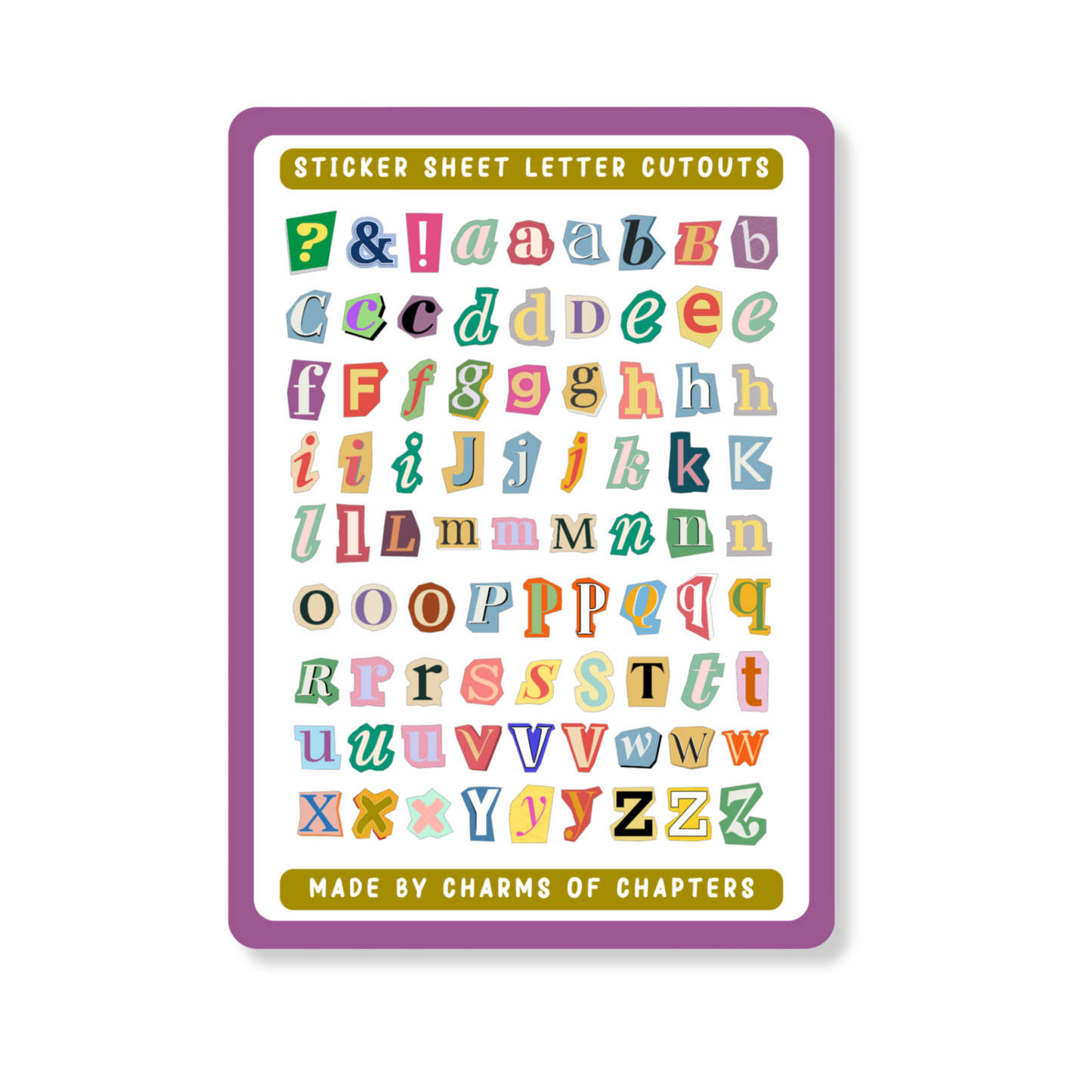 Sticker Sheet Letter Cutouts