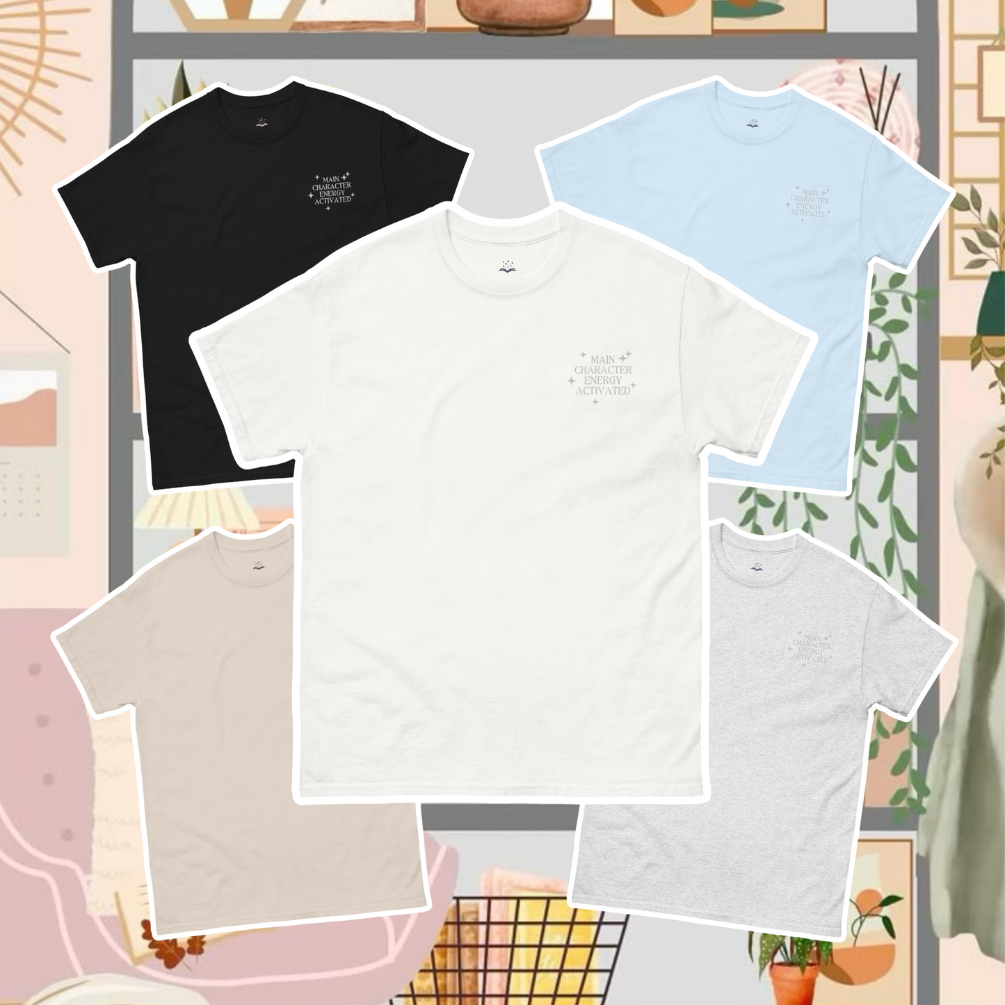 Main Character Energy Activated Geborduurd T-Shirt