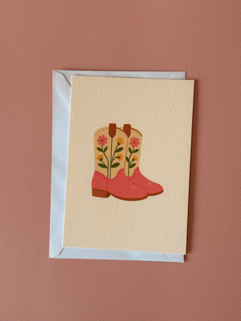 Wenskaart Cowgirl Boots Charms Of Chapters