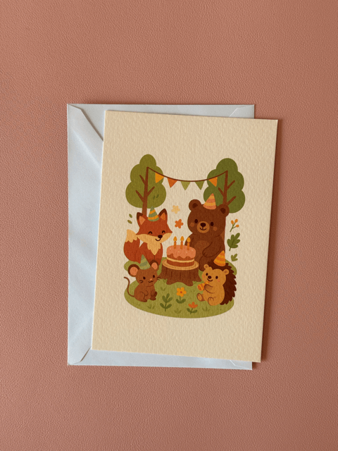 Wenskaart Forest Birthday Party Charms Of Chapters