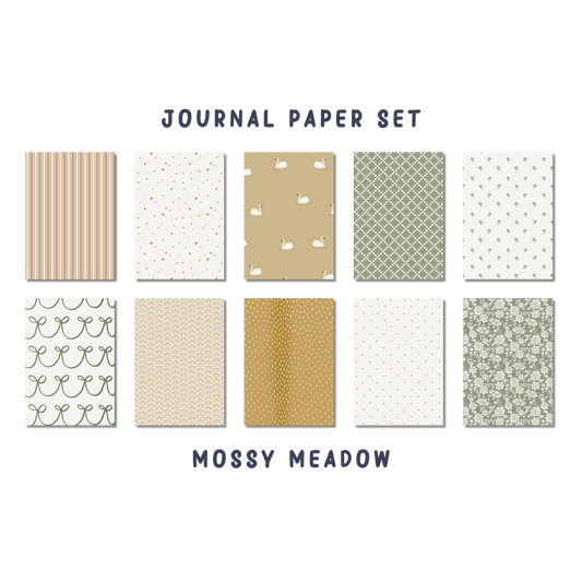 Journal Paper Set Mossy Meadow met natuurlijke patronen