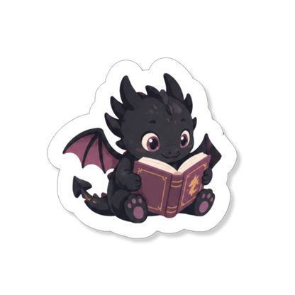 Sticker Reading Dragon Black