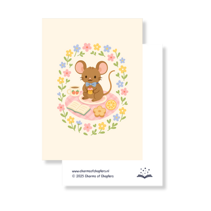 Wenskaart Tea Time Mouse