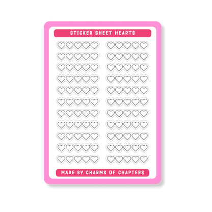 Sticker Sheet Outline Hearts