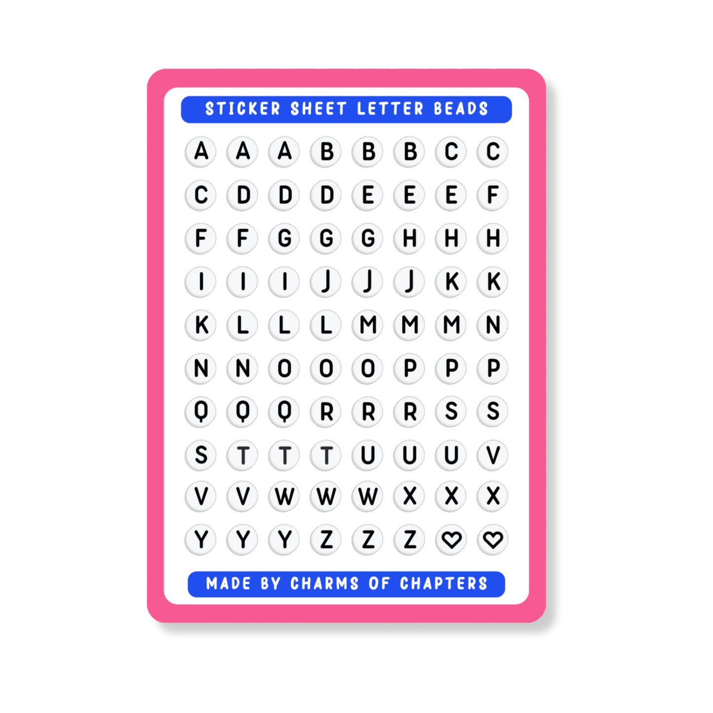 Sticker Sheet Letter Beads