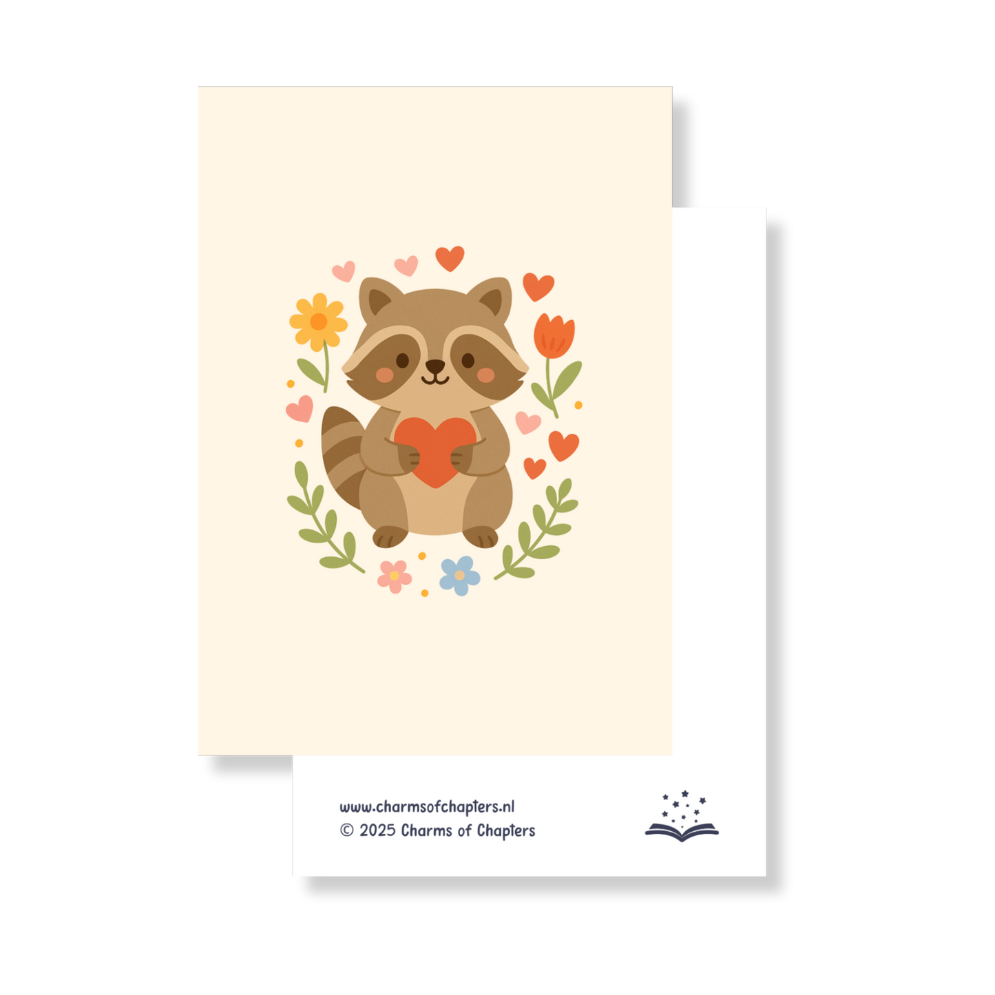 Wenskaart Raccoon Hug