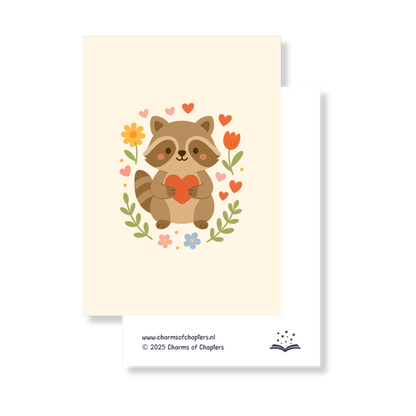 Wenskaart Raccoon Hug