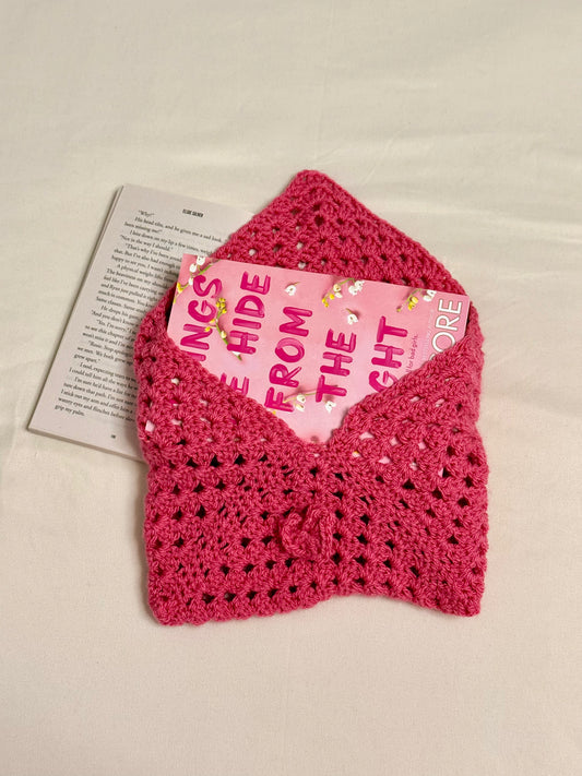 Handgemaakte Booksleeve Donkerroze Open