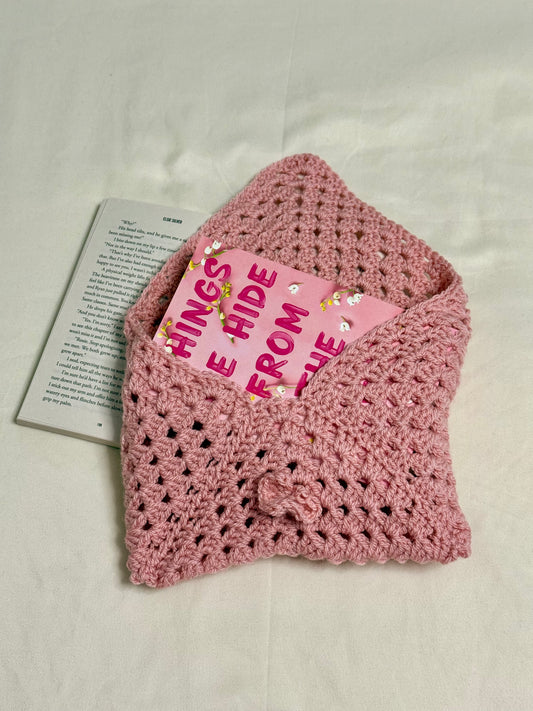 Handgemaakte Booksleeve Lichtroze Open