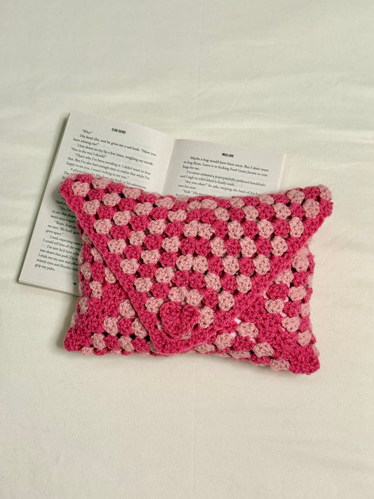 Handgemaakte Booksleeve Roze/Lichtroze Dicht