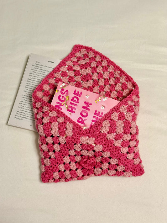 Handgemaakte Booksleeve Roze/Lichtroze Open
