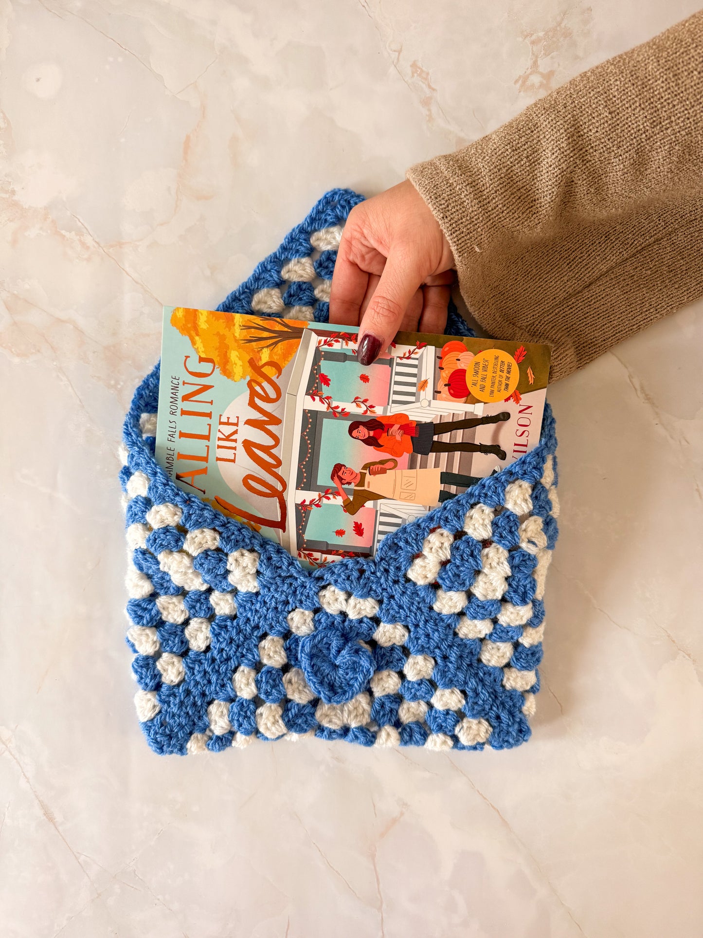 Booksleeve Donker Blauw/Wit