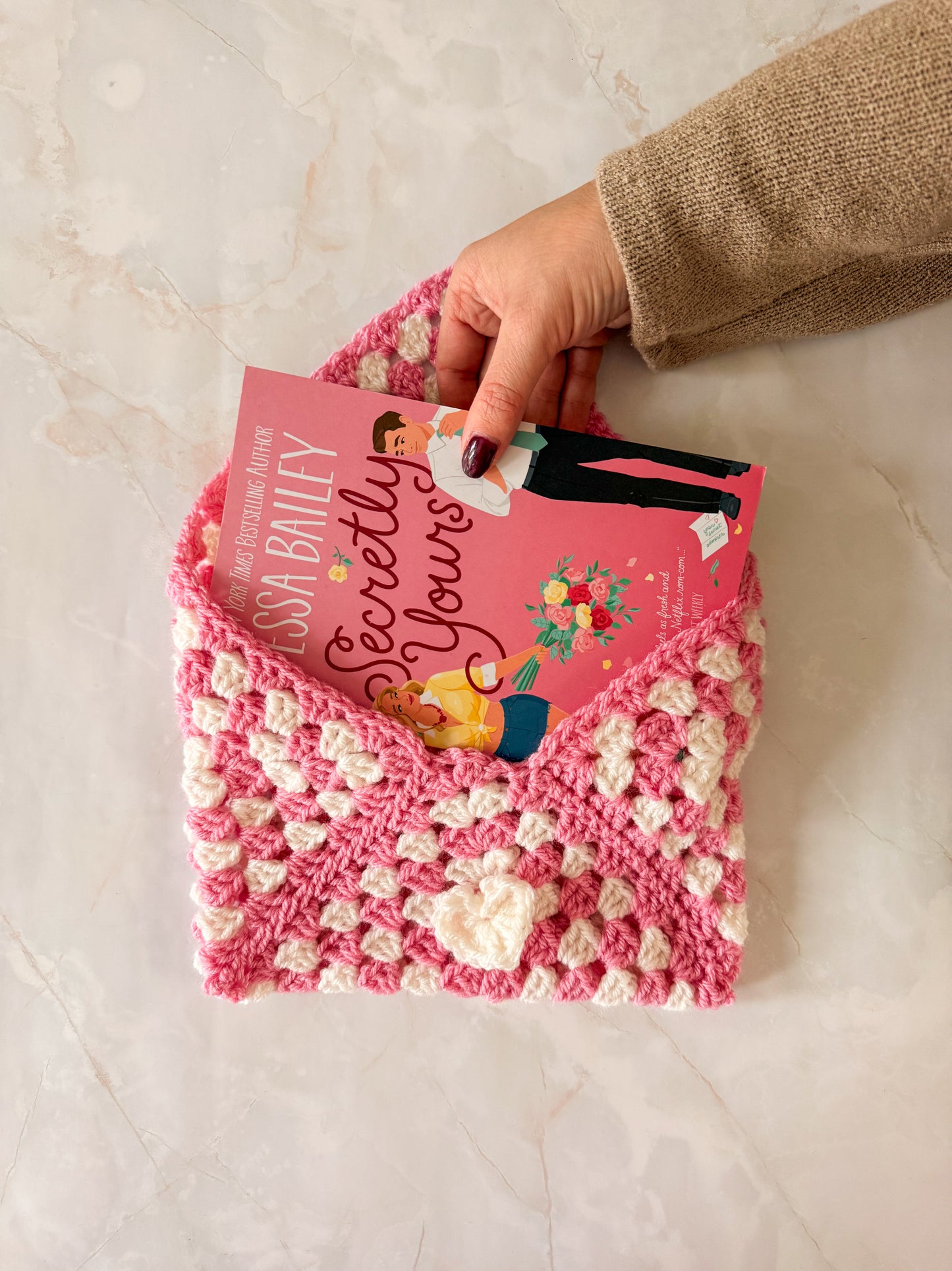 Booksleeve Roze/Wit