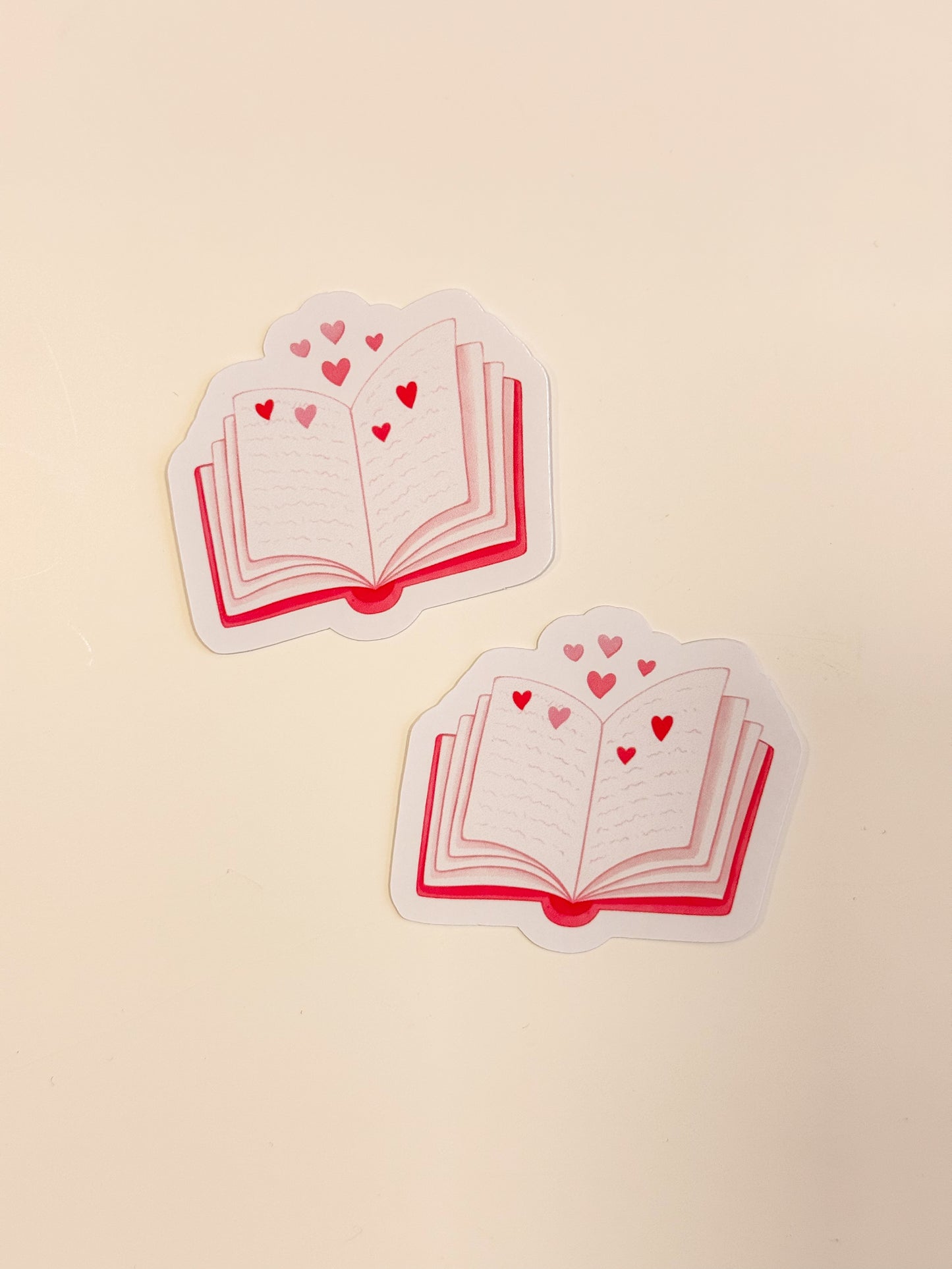 Sticker Open Book with Hearts