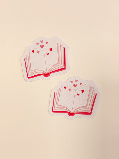 Sticker Open Book with Hearts