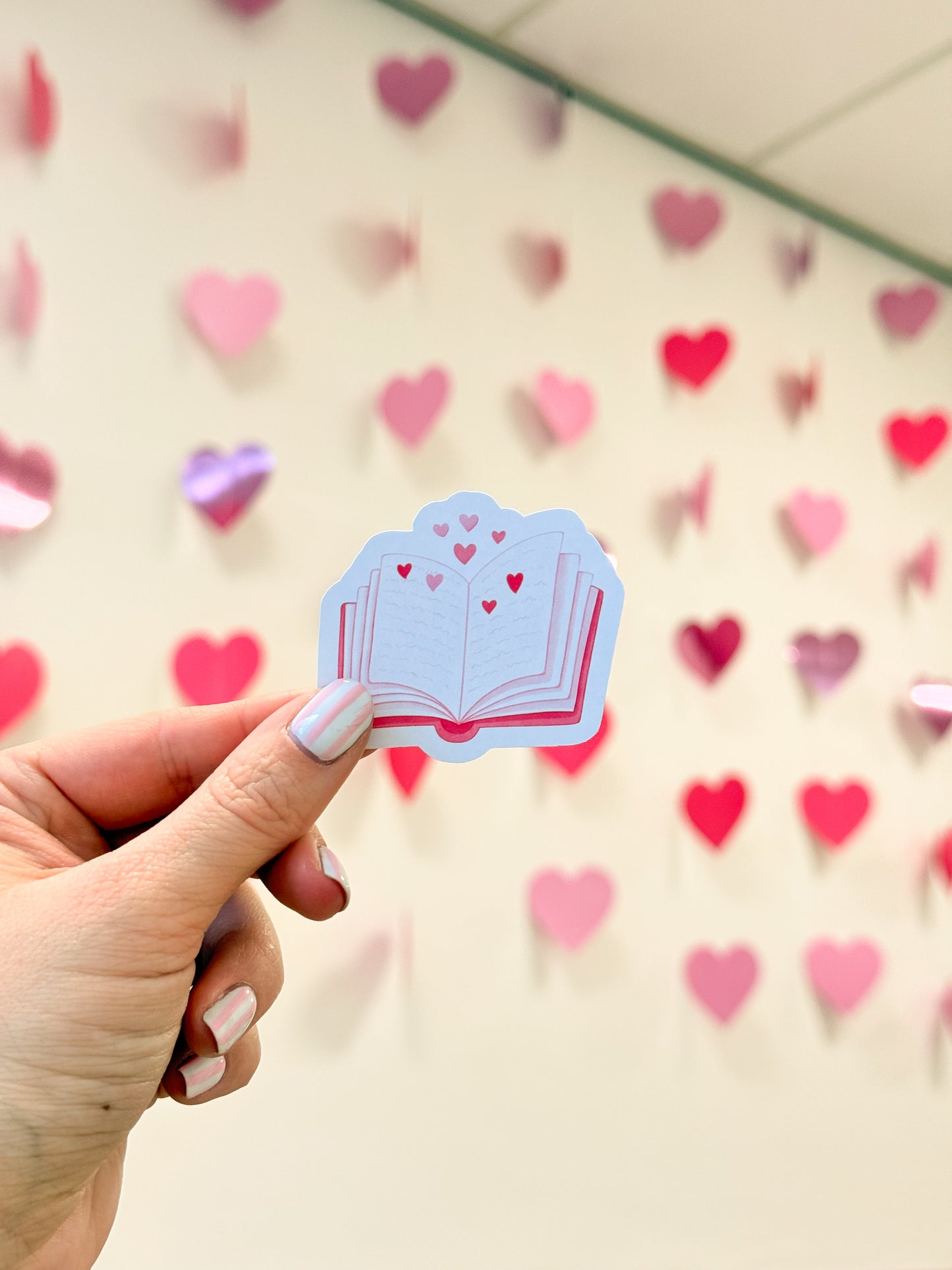 Sticker Open Book with Hearts