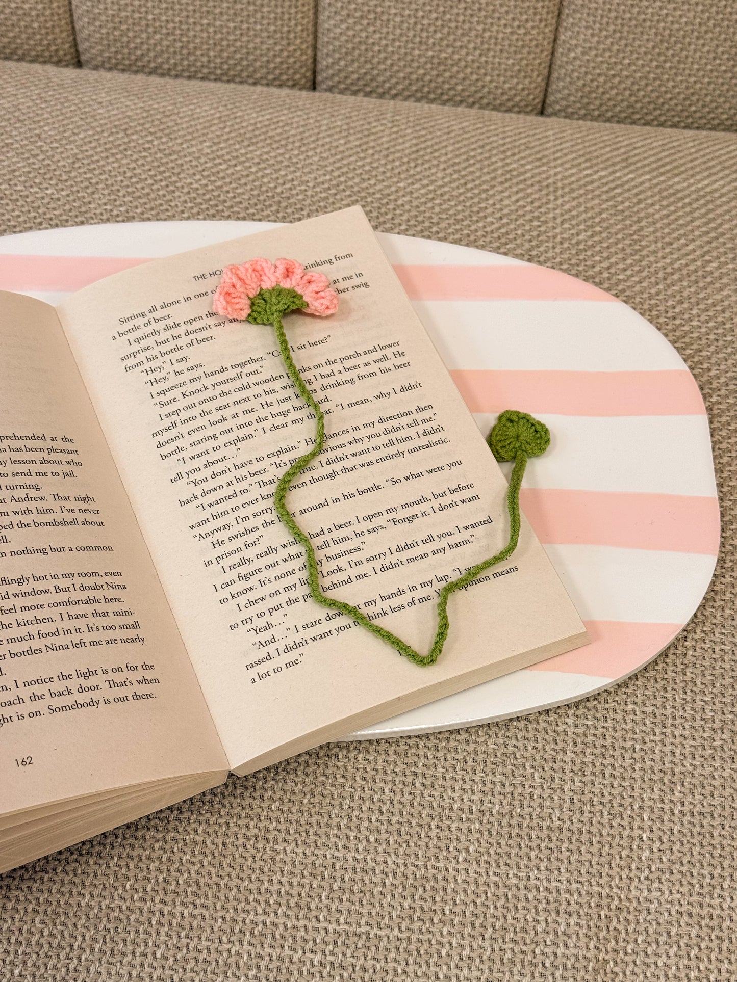 Gehaakte Bloemen Boekenlegger – Roze