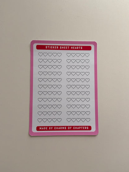 Sticker Sheet Outline Hearts