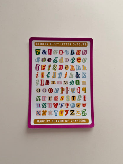 Sticker Sheet Letter Cutouts