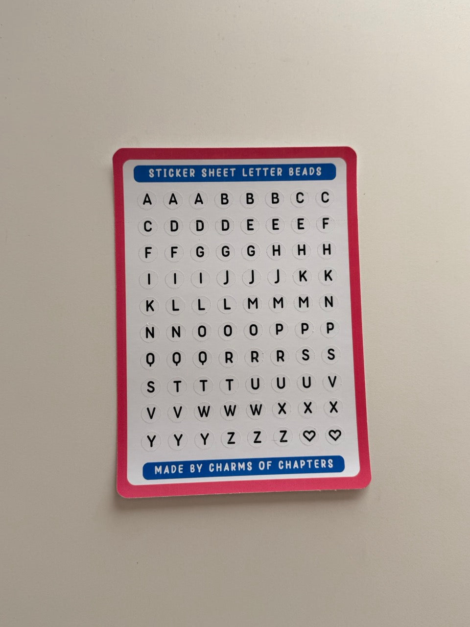Sticker Sheet Letter Beads