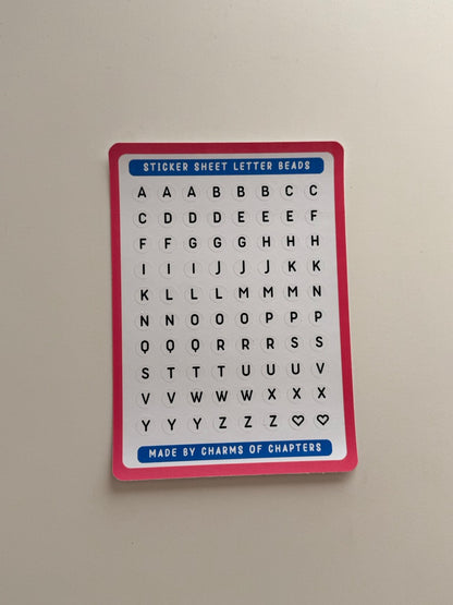 Sticker Sheet Letter Beads