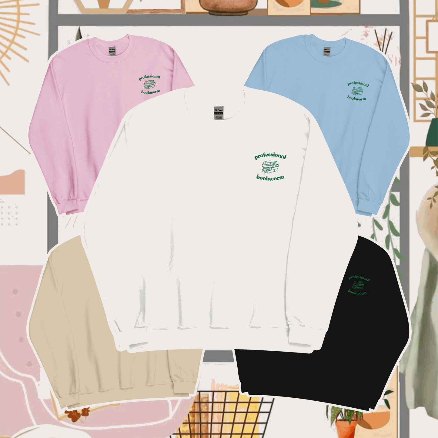 Professional Bookworm Geborduurd Sweatshirt