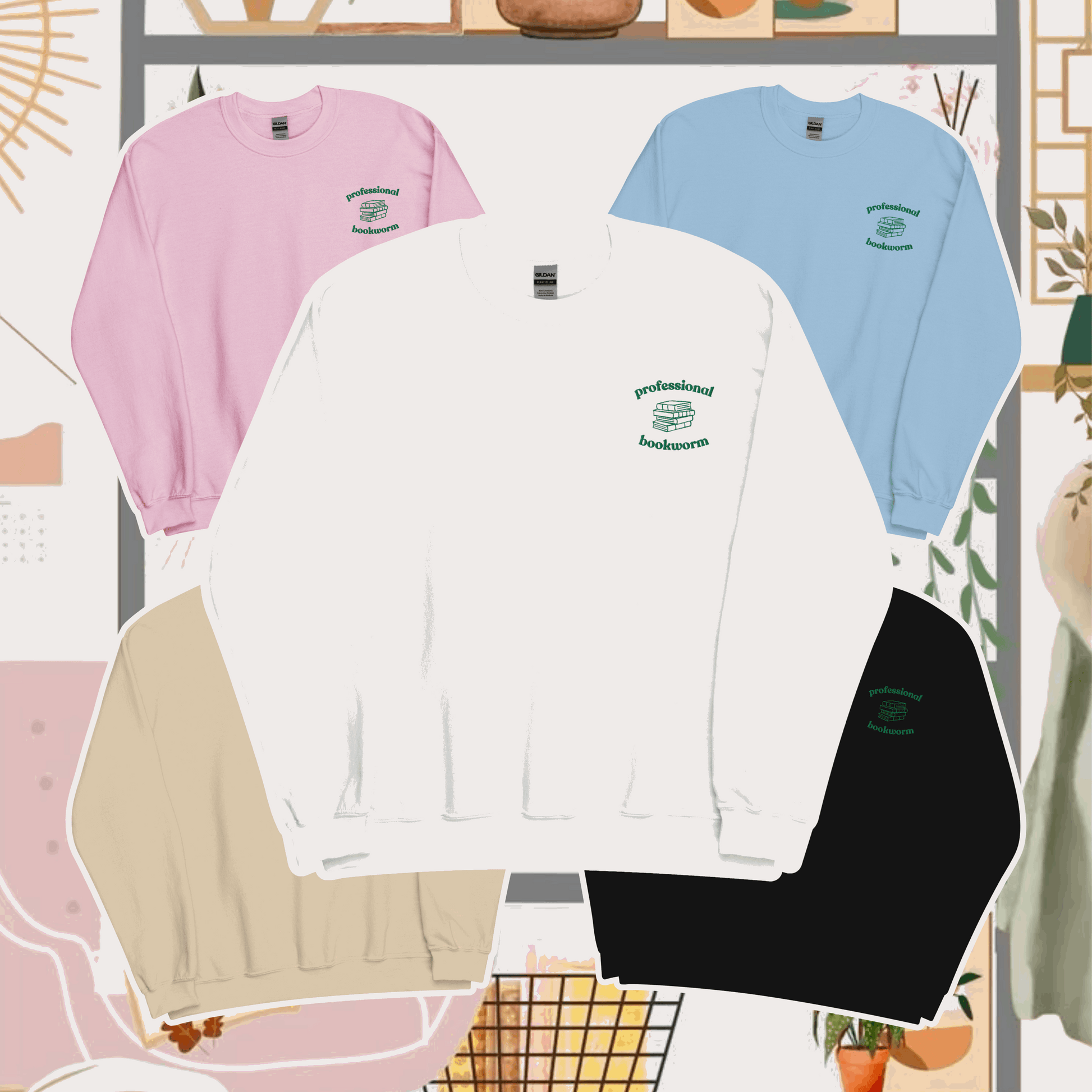 Professional Bookworm Geborduurd Sweatshirt
