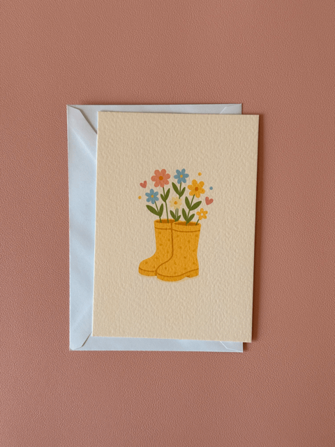 Wenskaart Blooming Boots Charms Of Chapters