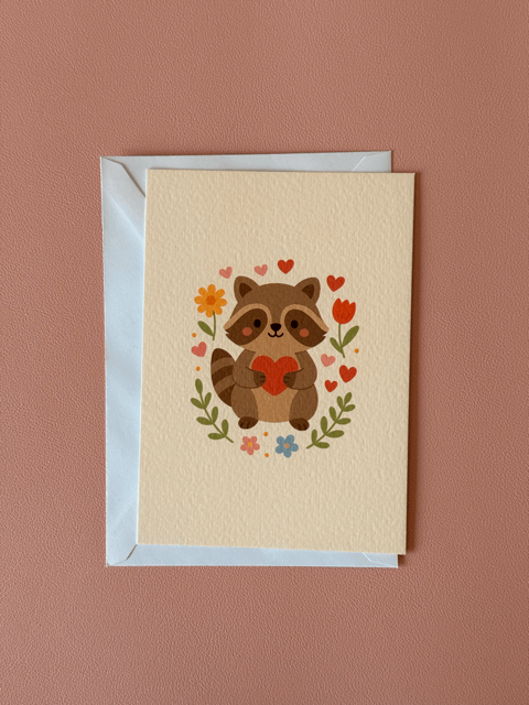 Wenskaart Raccoon Hug Charms Of Chapters