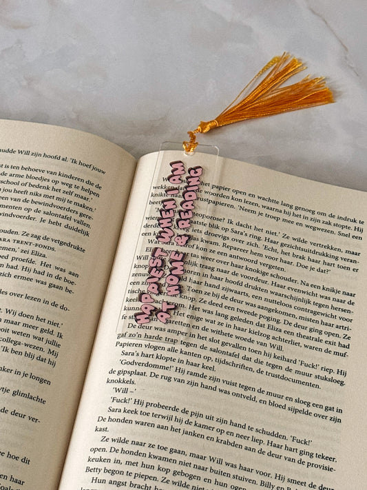 Bookish Babe acryl boekenlegger met bordeaux kwastje