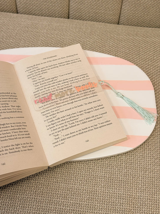 Pastelkleurige acryl boekenlegger Read More Books met kwastje