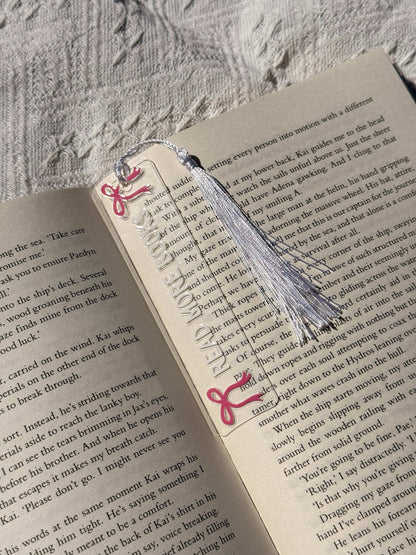 Transparante acryl boekenlegger Read More Books met roze en witte details