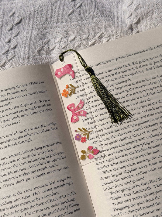 Acryl boekenlegger Romantic Florals met roze bloemen