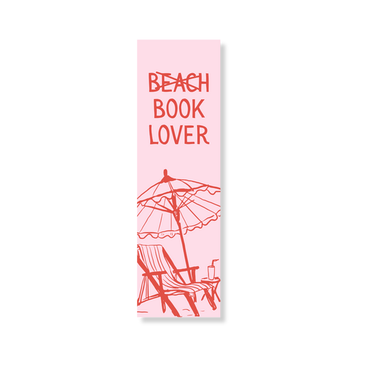 Roze boekenlegger Beach Book Lover met stranddesign