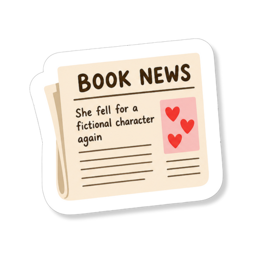 Book News sticker met bookish illustratie voor boekenliefhebbers.