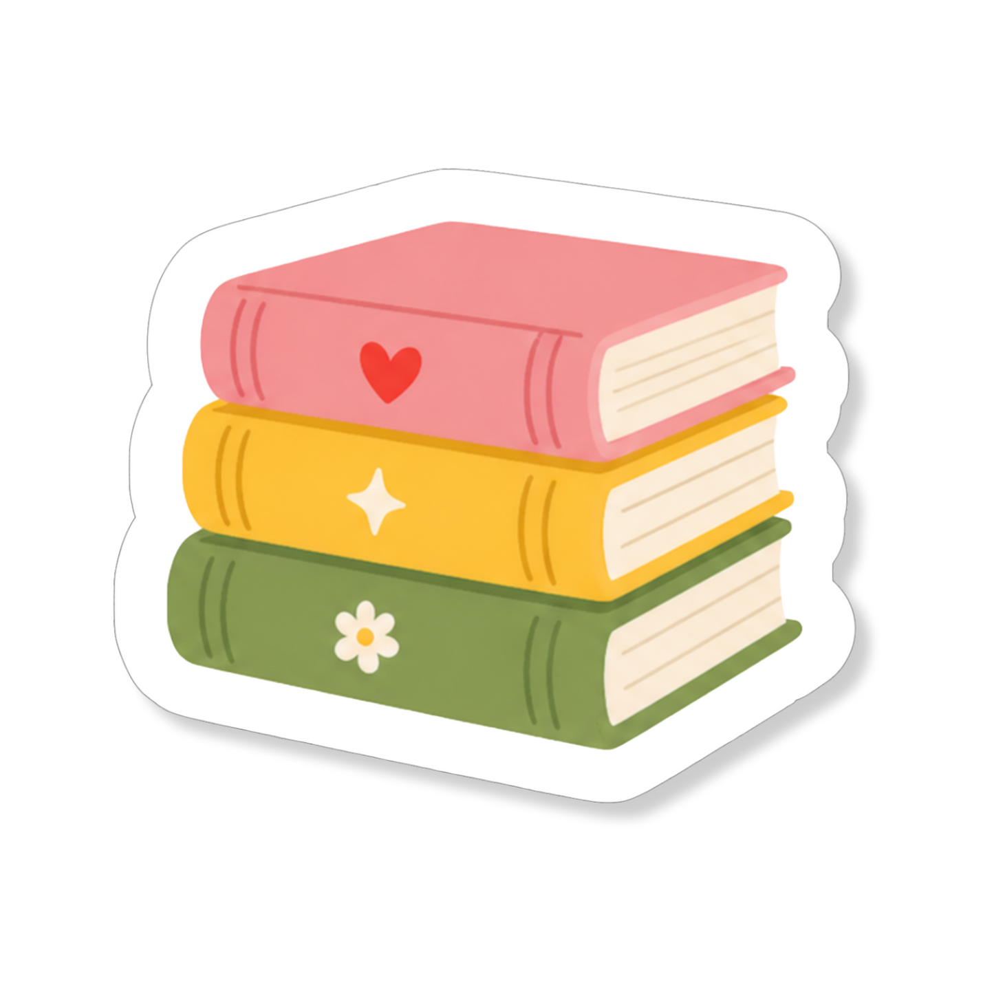 Book Stack sticker met een stapel boeken, een bookish sticker voor lezers.