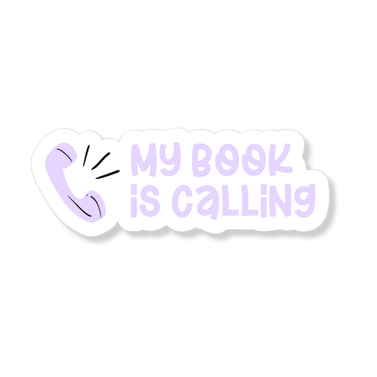 My Book Is Calling bookish sticker voor lezers en boekenliefhebbers.
