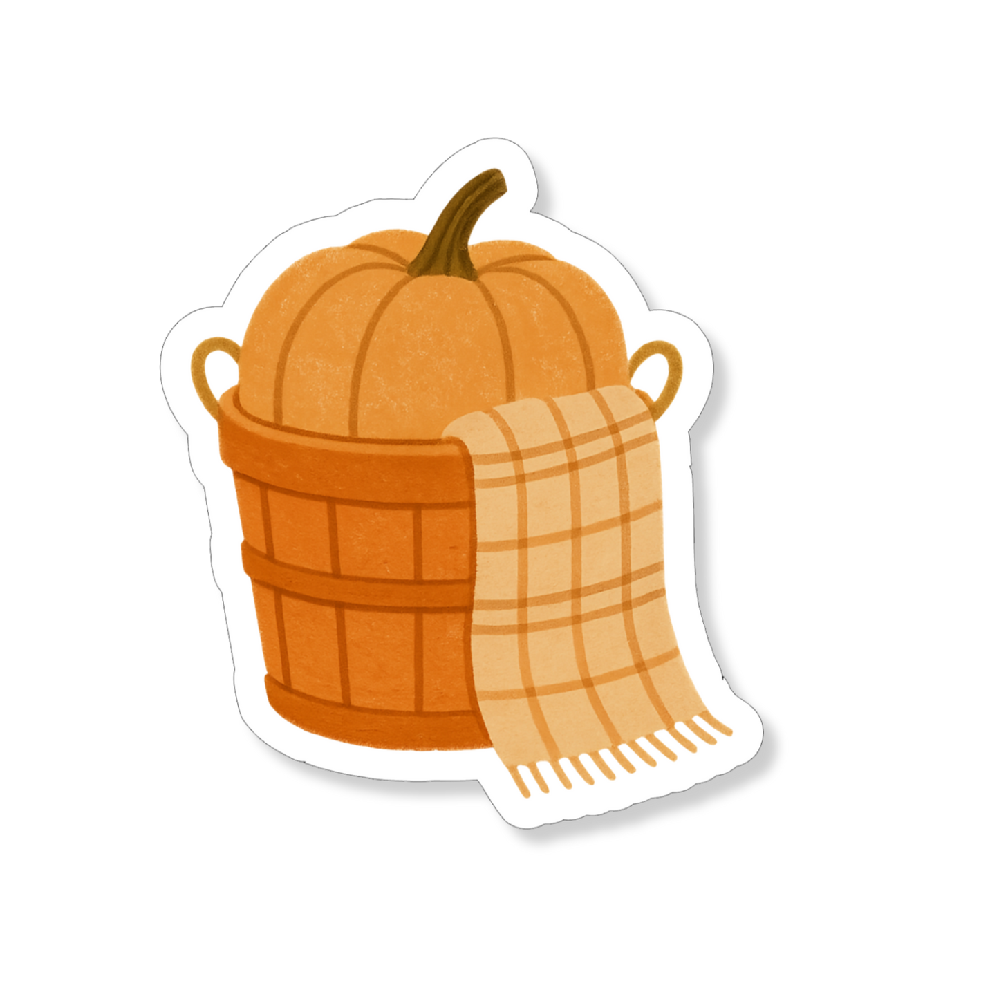 Cozy Pumpkin Basket sticker met pompoen en herfstige bookish sfeer.