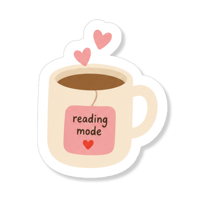 Reading Mode bookish sticker voor lezers en boekenliefhebbers.