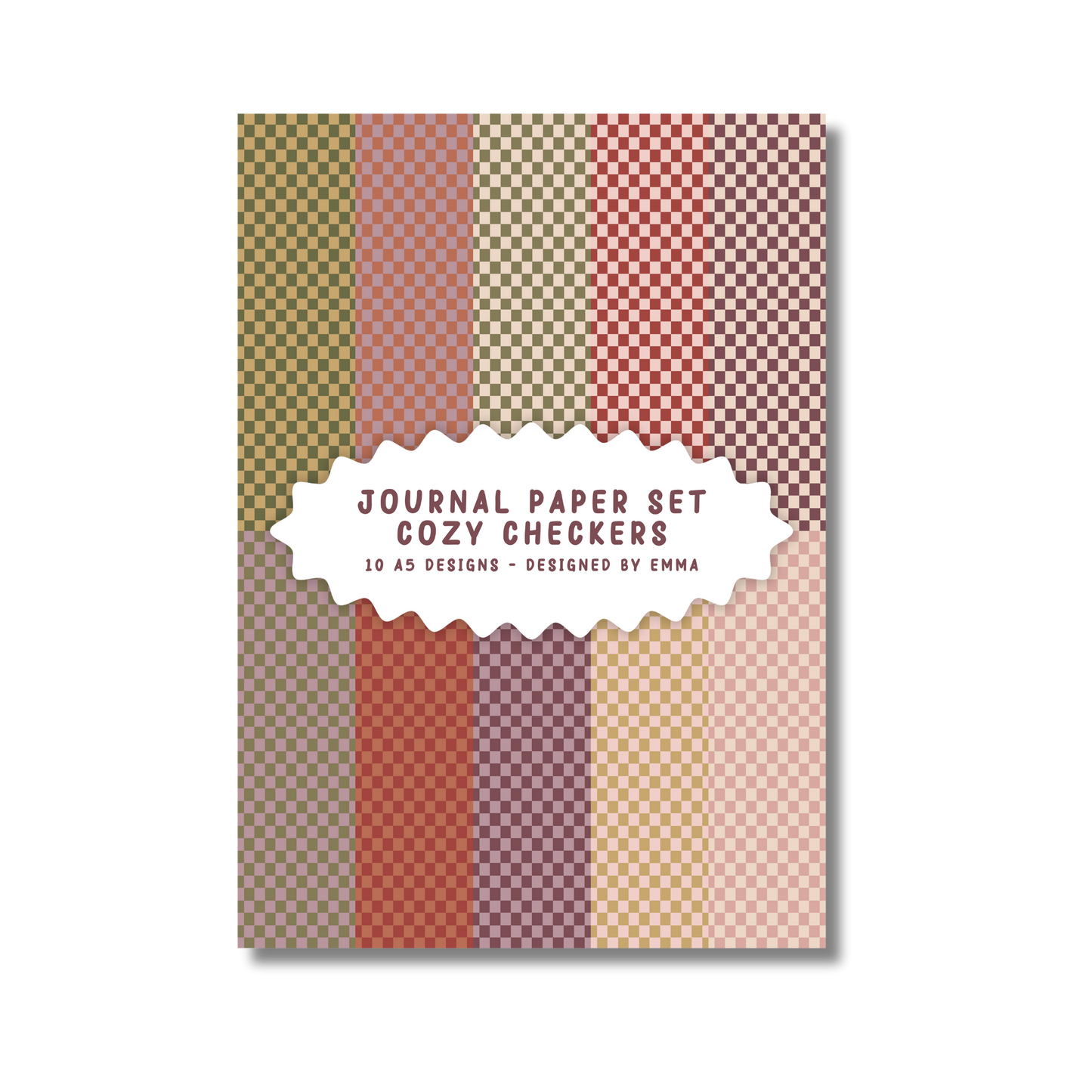 Journal Paper Set Cozy Checkers voor journaling