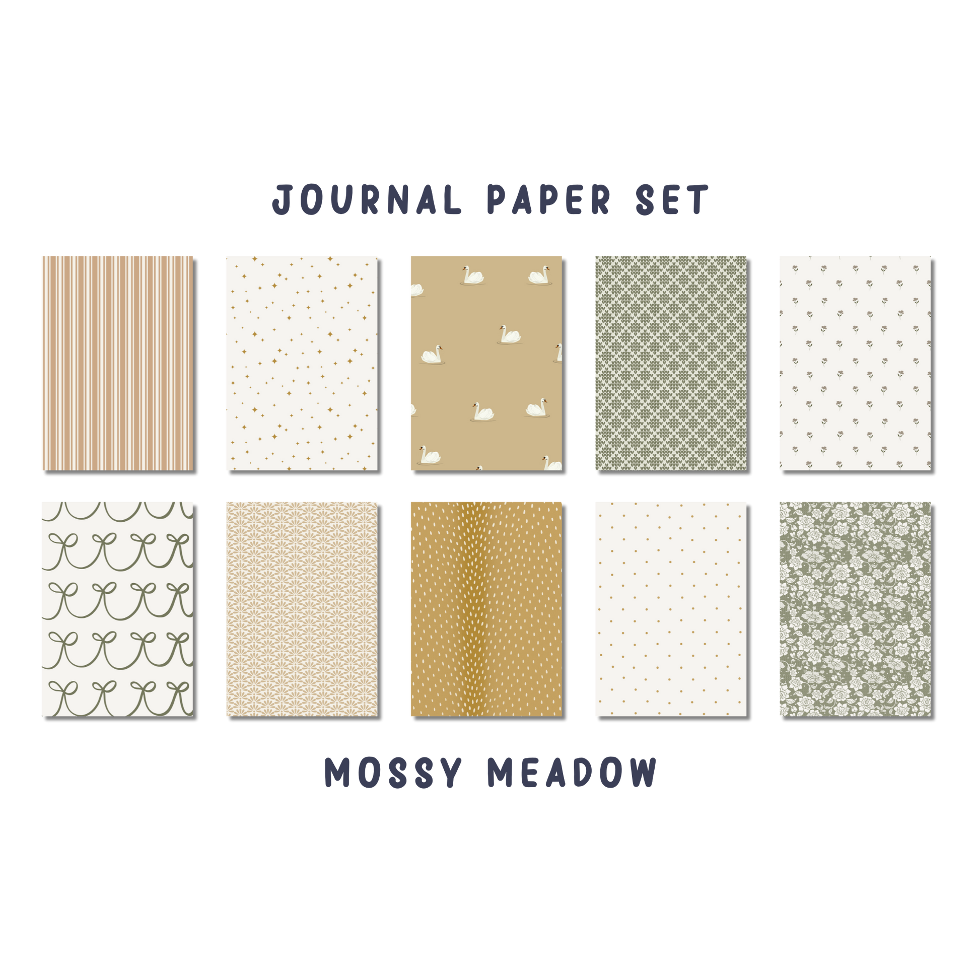 Journal Paper Set Mossy Meadow met natuurlijke patronen