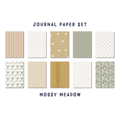Journal Paper Set Mossy Meadow met natuurlijke patronen