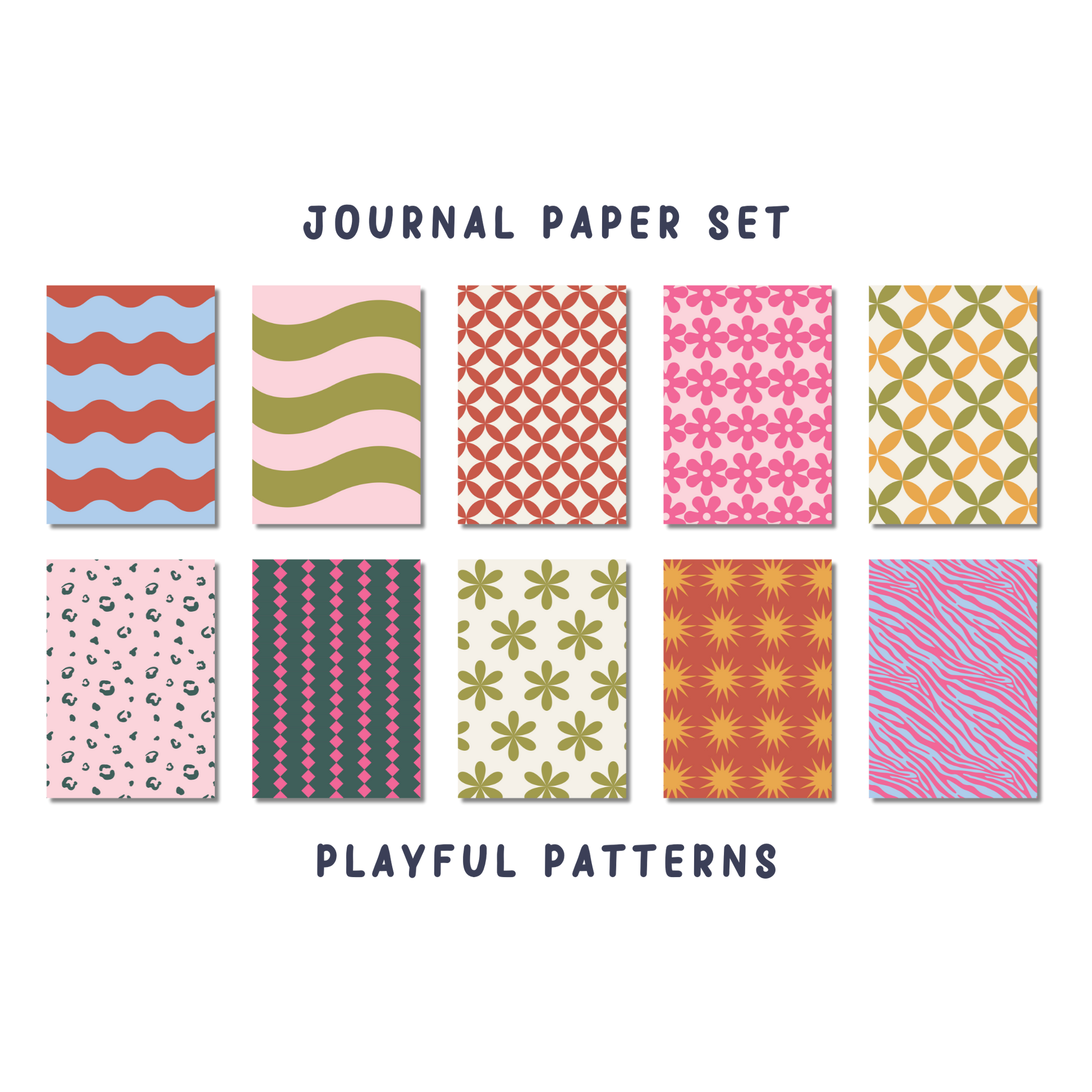 Journal Paper Set Playful Patterns met speelse patronen