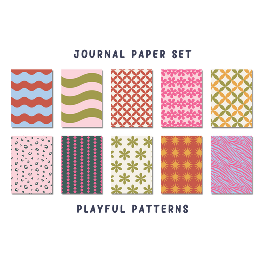 Journal Paper Set Playful Patterns met speelse patronen