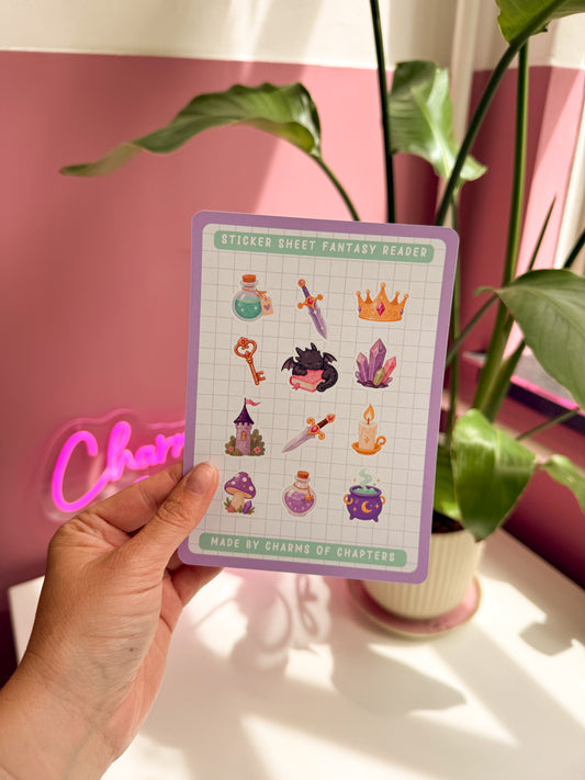 Productfoto van het Stickervel Fantasy Reader