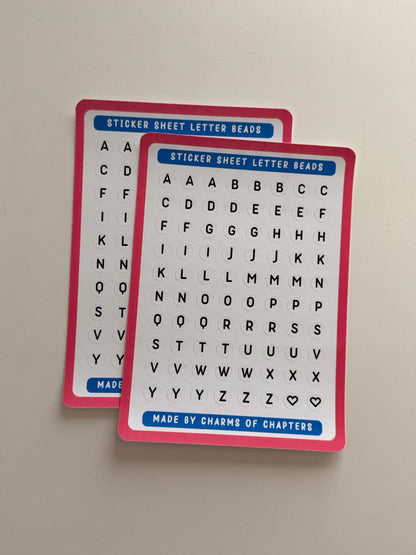 Productfoto van het Stickervel Letter Beads