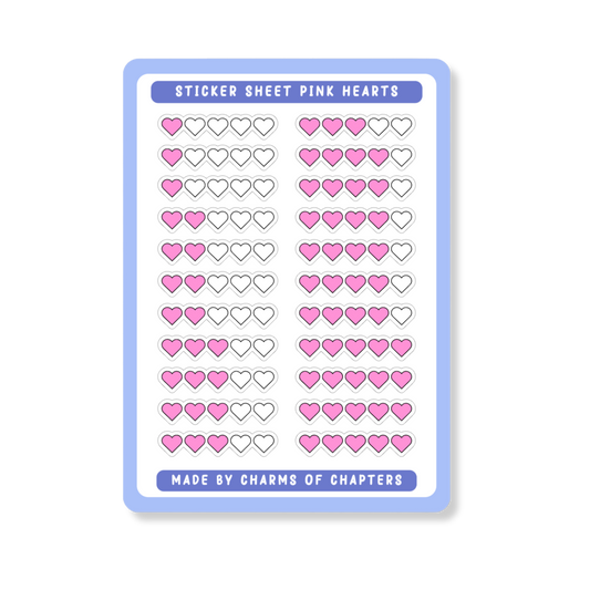 Stickervel Pink Hearts met roze hart illustraties