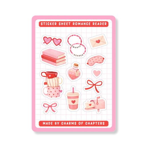 Stickervel Romance Reader met bookish romance illustraties